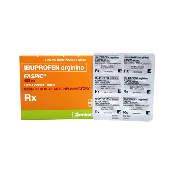 FASPIC Ibuprofen Arginine 400mg FilmCoated Tablet 1's price in the